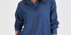 Navy Blue Denim Shirt