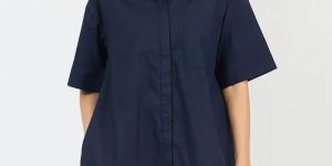 Navy Cotton Shirt Mini Dress