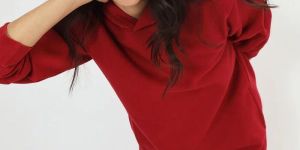 Red Fleece Hooded Sweatshirt Dress