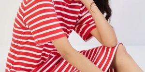 Red Striped Knit Midi Dress