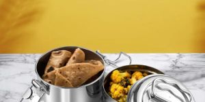 Kraft Lunch Box-Food Container Two Tier Compartment With Handle