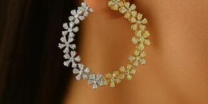 Sophisticated Diamond Hoop Earrings with Floral Design