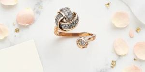 Twist Knot Diamond Ring in Rose Gold Finish