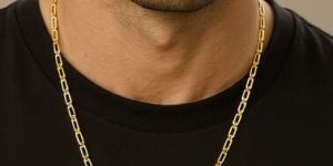 Unisex 22K Gold Chain with Rectangular Links