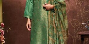 Pure Bemberg Jacquard Silk Embroidered Salwar Suit