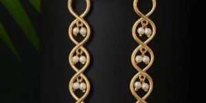 Infinity Loop: Green Stone Gold Toned Earring