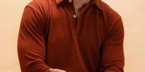 Rust Cotton Polo Shirt Full Sleeve
