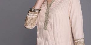 women pink floral embroidered striped palazzo kurta set