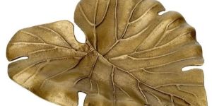 Aluminium Golden Leaf Shape Serving Tray