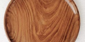 Brown Round Wooden Plate