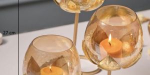 Glass Lotus Candle Holder Stand