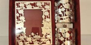 Gold-Silver Lotus Motif Velvet Gift Set