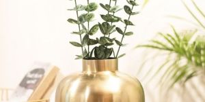 Golden Cylindrical Flower Vase