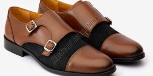 Mens Black and Brown Double Monk Strap Leather Shoes
