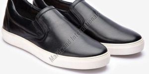 Mens Black Handcrafted Leather Sneakers
