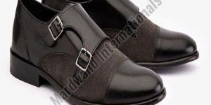 Mens Formal Black Double Monk Strap Leather Shoes