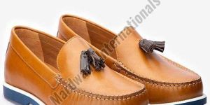 Mens Tan Brown Leather Loafer Shoes