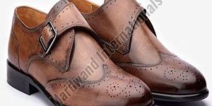 Mens Tan Single Monk Strap Leather Shoes