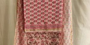 Hand Block Printed Chanderi Silk Unstitched Suit