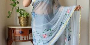 Hand Block Printed Pure Chanderi Silk Saree