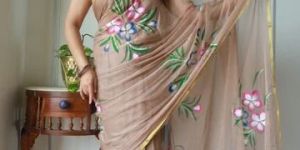 Party Wear Chiffon Zari Border Saree