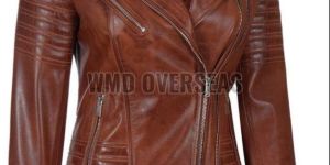 Ladies Full Sleeve Zipper Leather Jacket