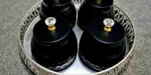 Metal Jar with Round Tray