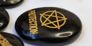 pentacle grounding black onyx engraved protection stone