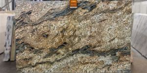 Glossy Brown Swirl Granite Slab