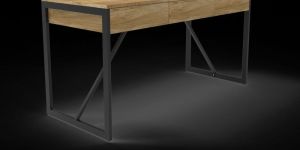 Rectangular Wooden Metal Frame Side Table