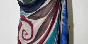 Wool Silk Hand Printed Designer Stole