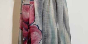 Wool Silk Hand Printed Floral Printed Scarves