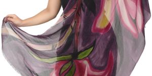 Wool Silk Hand Printed Floral Scarves