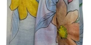 Wool Silk Hand Printed Flower Pattern Scarves
