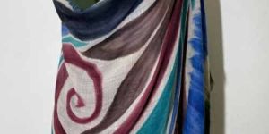 wool silk hand printed vintage scarves