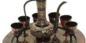 Antique Brass Wine Glass Set