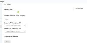 Admin view - pf rules - paybooks payroll software