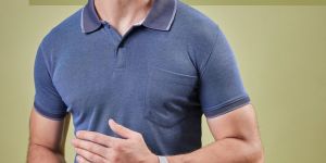 Mens Blue Pocket Polo T-Shirt