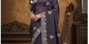 Black Coral Embroidery Silk Saree