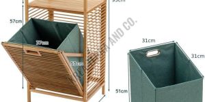 Bamboo Laundry Hamper with Tilt-Out Storage