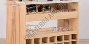 Wood Bar Trolley Cabinet