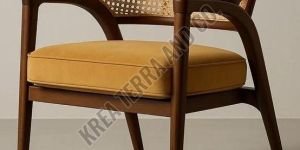 Wood Cane Chair With Armrest
