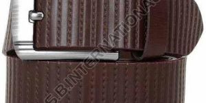 Brown Textured Casual Leather Belt