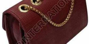 Burgundy Chain Handle Leather Purse