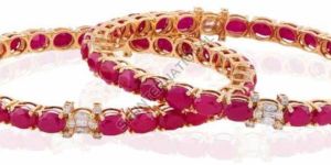 Red Stone Studded Gold Bangles