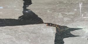 Rectangle Black and White Chips Marble Table Top with Light