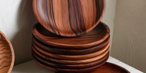Brown Round Wooden Plate