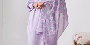 Women Embroidery Straight Purple 3 Piece Suit Set