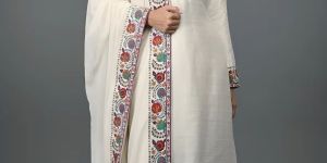 Women Embroidery Straight White 3 Piece Suit Set