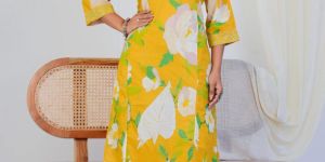 Yellow Floral Print With Handwork Co-Ord Set